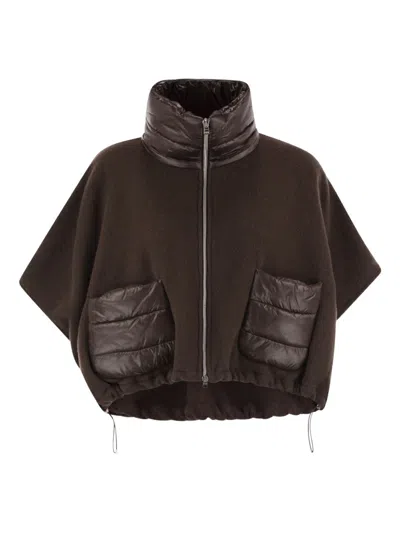 Herno Wool And Nylon Short Down Jacket In Brown