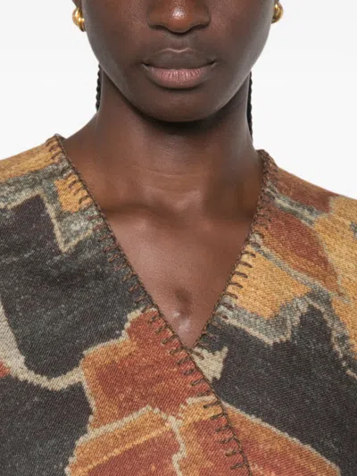 Pierre-louis Mascia Pancake Abstract-pattern Blanket-stitch Cape In Multi