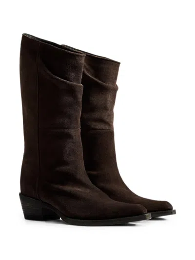 Khaite Clive Leather Boots In Black
