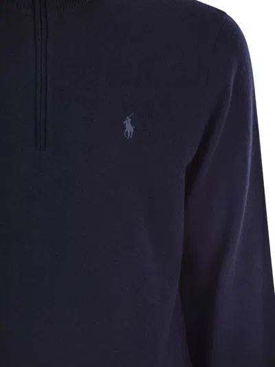 Polo Ralph Lauren Wool Pullover With Half Zip In Blue