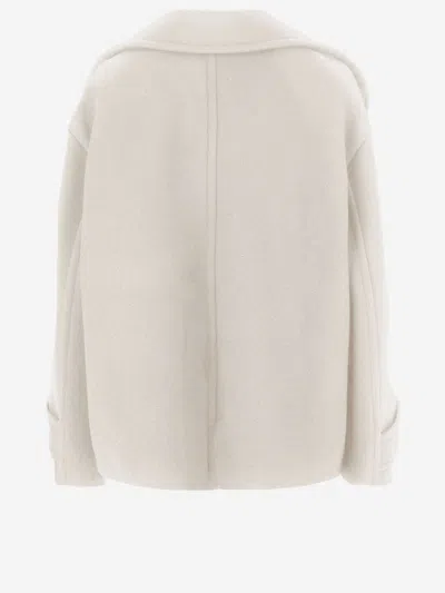 Chloé Chloè Oversized Short Coat In Wool Blend In Neutral