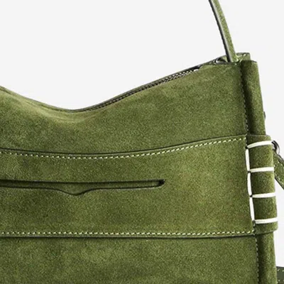 Jw Anderson W Anderson Womens Khaki Loafer Suede Shoulder Bag In Green