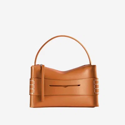Jw Anderson Loafer Leather Shoulder Bag With Detachable Strap In Marrone Chiaro