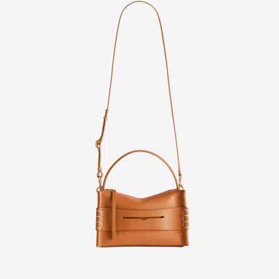 Jw Anderson Loafer Leather Shoulder Bag With Detachable Strap In Marrone Chiaro