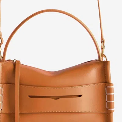 Jw Anderson Loafer Leather Shoulder Bag With Detachable Strap In Marrone Chiaro