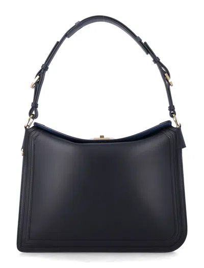 Lanvin Compagnon Small Asymmetrical Bag With A Python Finish In Black