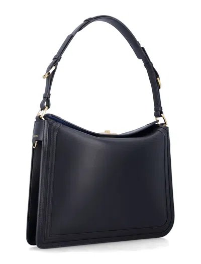 Lanvin Compagnon Small Asymmetrical Bag With A Python Finish In Black