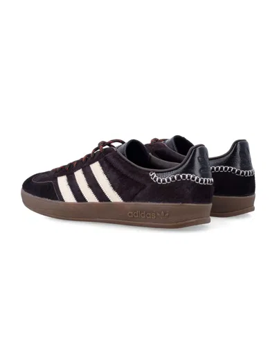 Adidas Originals Adidas By Wales Bonner Chocolate Calf Hair Adidas X Wales Bonner Gazzelle Sneakers In Burgundy