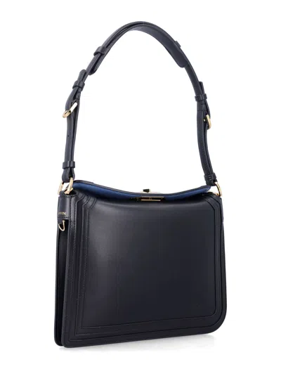 Lanvin Compagnon Small Asymmetrical Bag With A Python Finish In Black