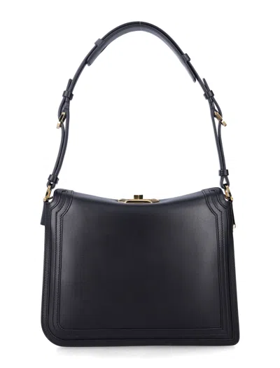 Lanvin Compagnon Small Asymmetrical Bag With A Python Finish In Black