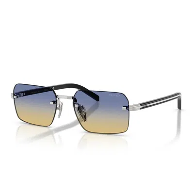 Prada 55mm Gradient Rectangular Sunglasses In Blue