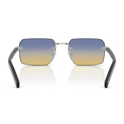 Prada 55mm Gradient Rectangular Sunglasses In Blue