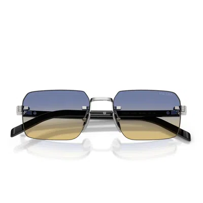 Prada 55mm Gradient Rectangular Sunglasses In Blue
