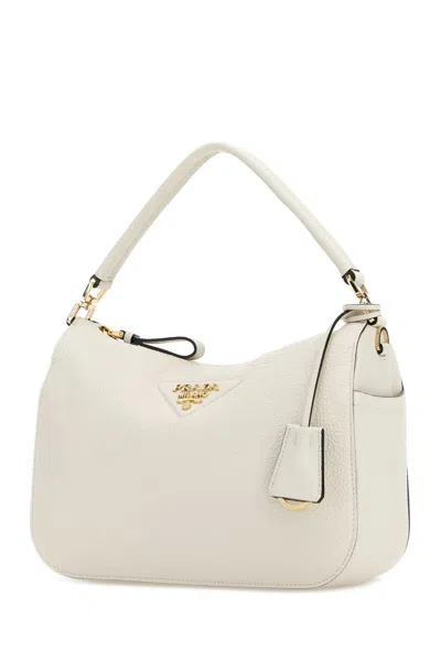 Prada Ivory Leather Small Handbag In Neutral