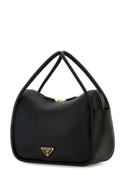 Prada Black Leather Handbag In Black