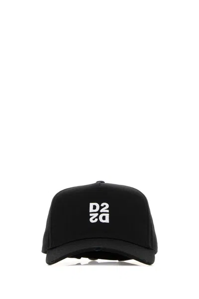 Dsquared2 Structured Black Baseball Cap Embroidered Logo In Black