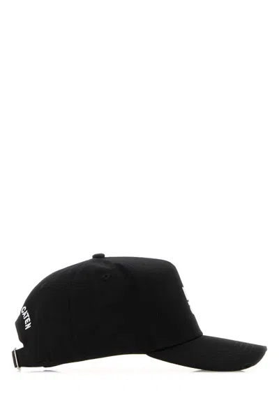 Dsquared2 Structured Black Baseball Cap Embroidered Logo In Black