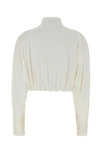 Alaïa Viscose Blend Jacket Draped Design Neckline In White