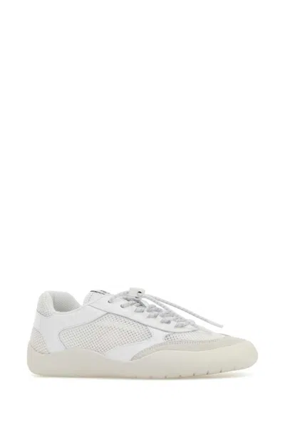 Prada Speedrock Leather And Mesh Sneaker For Women In White