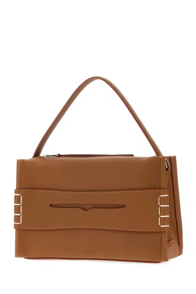 Jw Anderson Loafer Leather Shoulder Bag With Detachable Strap In Camel