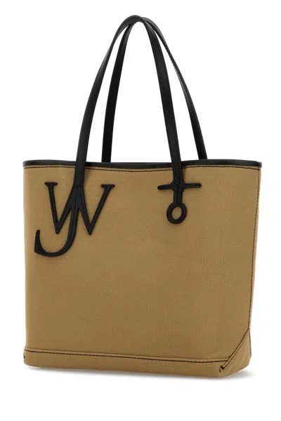 Jw Anderson Beige Canvas Small Anchor Bucket Bag Beigeblack Borse A Mano In Beige O Tan