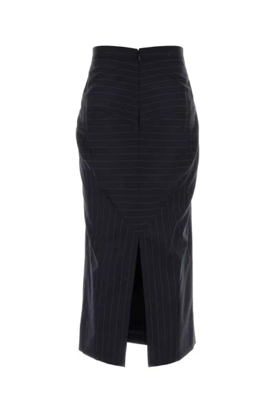 Givenchy Pinstripe-pattern Wool Midi Skirt In Black