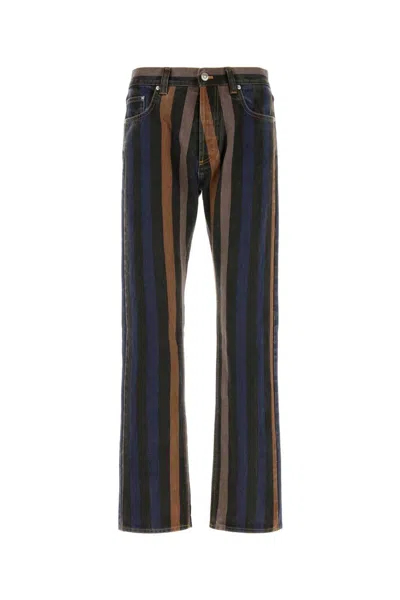 Versace Denim Jeans Striped Pattern Belt Loops In Multi