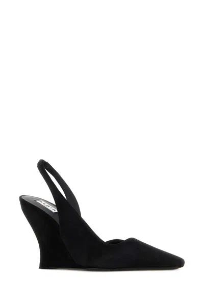 Alaïa Wave Mules Suede Wedge Heel Pointed Toe In Black