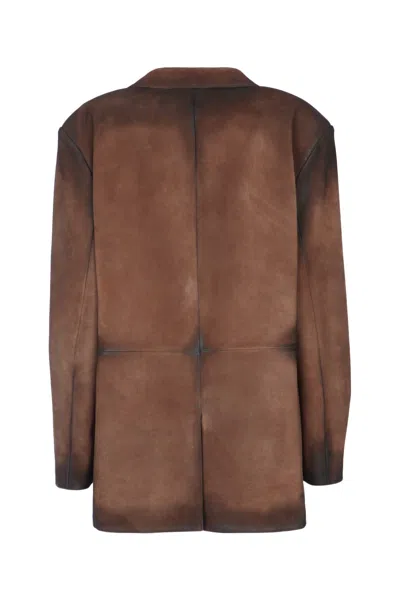 Acne Studios Single Breasted Jacket Notch Lapel Pockets In Brown