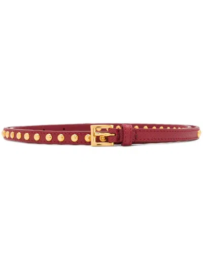 Prada Stud Embellished Textured Leather Adjustable Belt In Pink