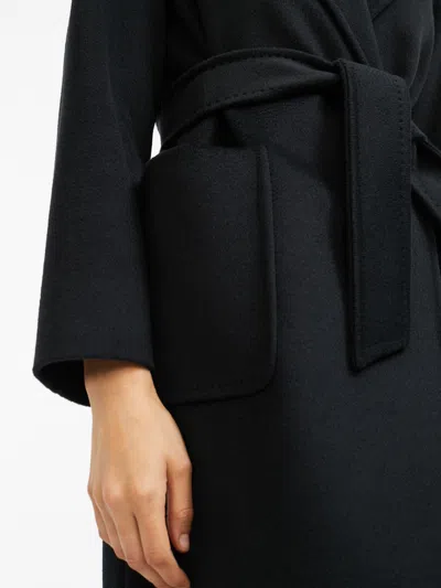 Max Mara Rialto Hooded Wrap Coat In Blue In Black