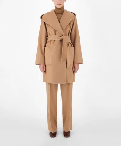 Max Mara Camel Rialto Camel Wool Robe Coat In Brown