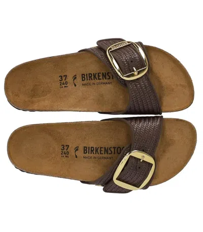 Birkenstock Madrid Raffia Big Buckle Carafe Sandal In Brown