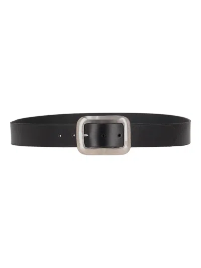 La Rose Black Solid Buckle Belt In Black