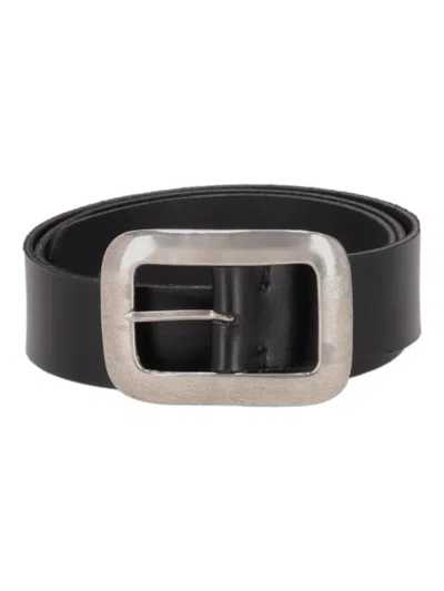 La Rose Black Solid Buckle Belt In Black