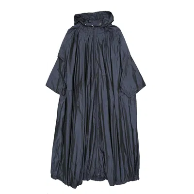 Herno Flared Tiered Polyester Coat In Blue