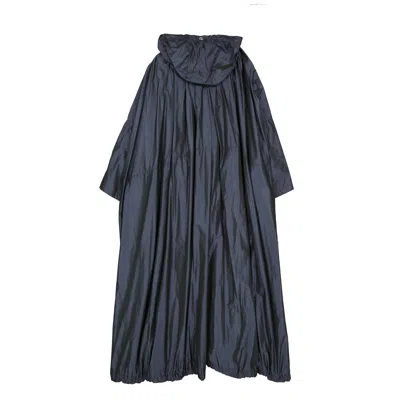 Herno Flared Tiered Polyester Coat In Blue