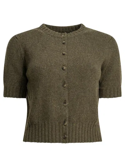 Khaite Womens Artichoke Nora Short-sleeve Knitted Cashmere Cardigan In Green