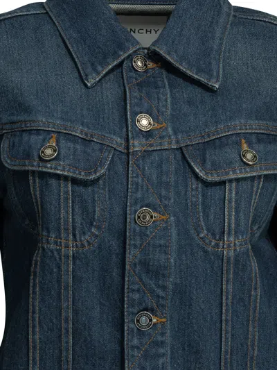 Givenchy Cropped Fitted Denim Jacket In Blue