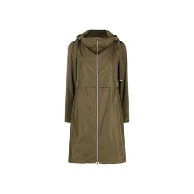 Herno Bicolor Polyester Coat In Green