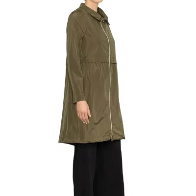 Herno Bicolor Polyester Coat In Green