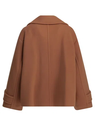 Chloé Short Wool Coat In Brown