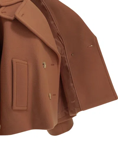 Chloé Short Wool Coat In Brown