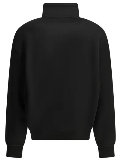 Jacquemus High Neck Zip Sweatshirt With Logo Detail And Gathered Cuffs In Black