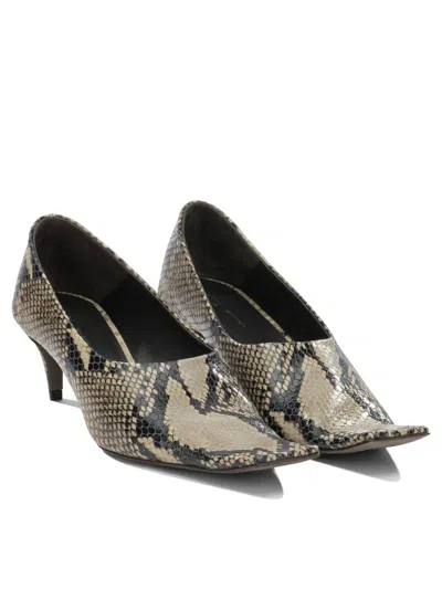Khaite Marlene Snake-effect Leather Pumps In Brown