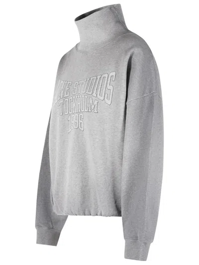 Acne Studios Brushed Cotton Fleece Funnel Neck Logo Sweatshirt With Balloon Hem In Transparent
