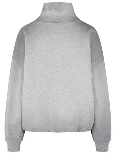 Acne Studios Brushed Cotton Fleece Funnel Neck Logo Sweatshirt With Balloon Hem In Transparent