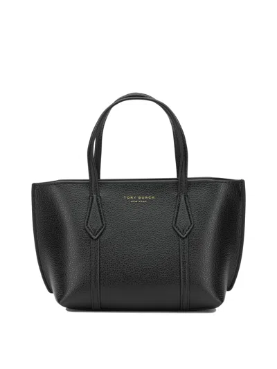 Tory Burch Black Cow Leather Cotton Polyurethane Handbag In Black