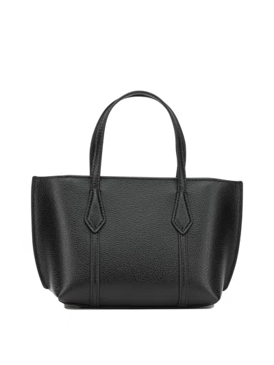 Tory Burch Black Cow Leather Cotton Polyurethane Handbag In Black