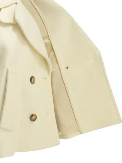 Chloé Oversized Wool Blend Peacoat Chin Strap Collar In Neutral